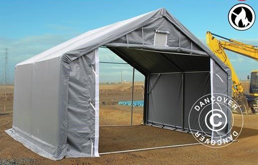 Lagertält PRO 5 x 4 x 2 x 3,39 m, PVC, Grå Tälthall PVC LAGERTÄLT PRO 8 X 12 X 5,2M PVC MED TAKPANEL Tälthall